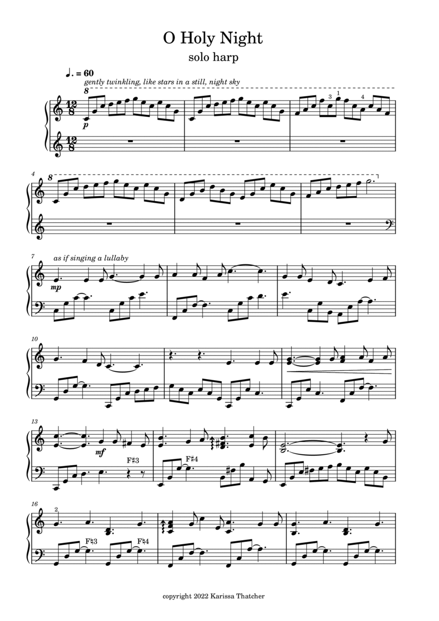O Holy Night O Holy Night Celtic Harp scores gallery preview page 1