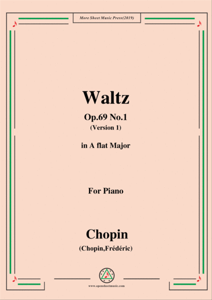 Chopin-Waltz,in A flat Major,Op.69 No.1,for Piano Piano Solo scores gallery preview page 1