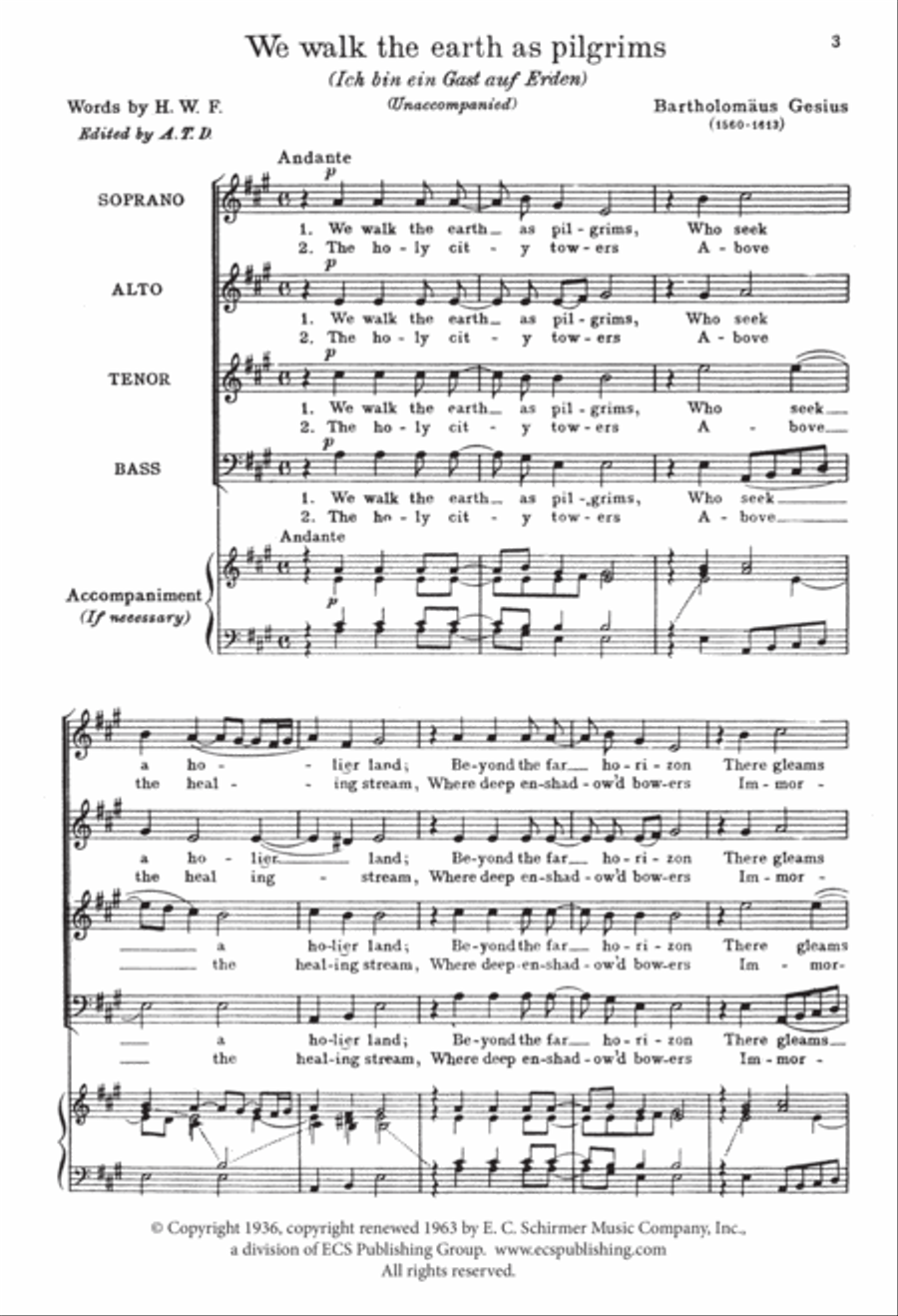 We Walk the Earth as Pilgrims 4-Part scores gallery preview page 2