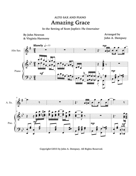 Amazing Grace / The Entertainer (Alto Sax and Piano) image number null