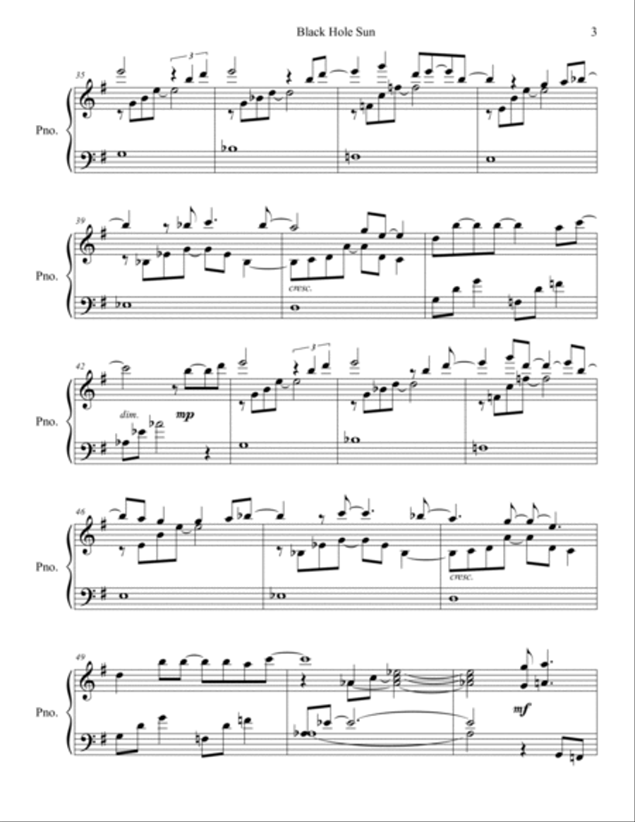 Black Hole Sun Piano Solo scores gallery preview page 3