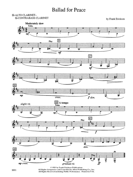 Ballad for Peace: E-flat Alto Clarinet