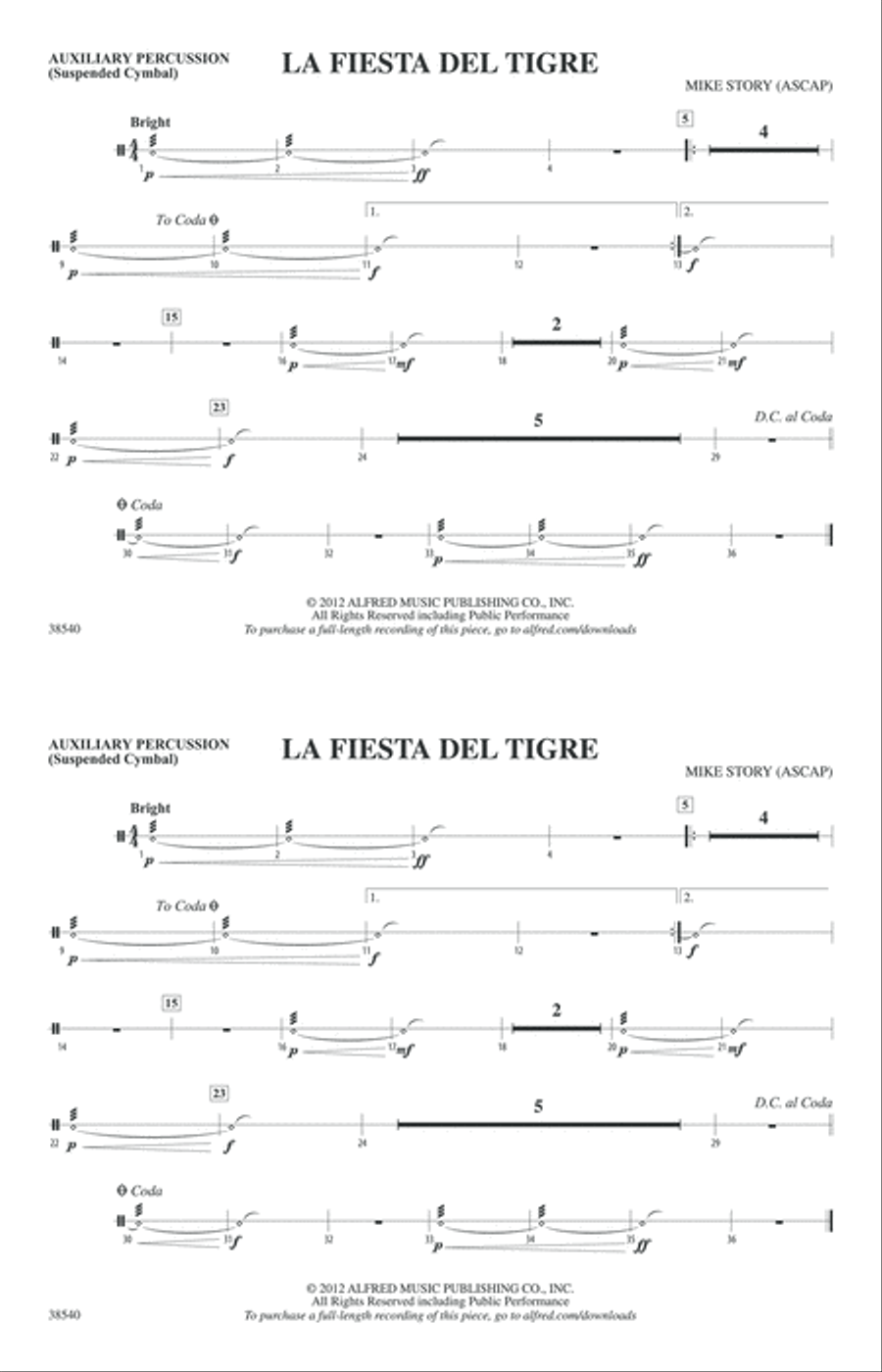 La Fiesta Del Tigre: Auxiliary Percussion Marching Band scores gallery preview page 1