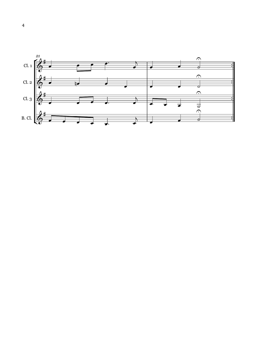 Christmas Carol Selection vol. 2 for clarinet quartet Clarinet Quartet scores gallery preview page 4
