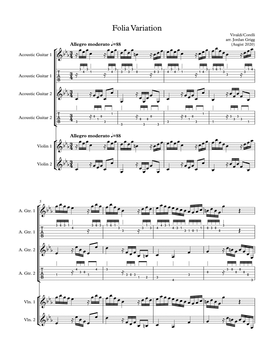 Folia Variation String Duet scores gallery preview page 1