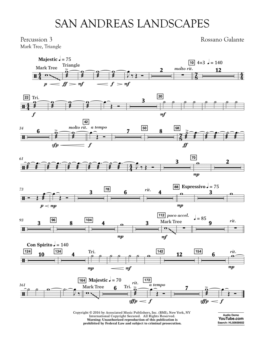 San Andreas Landscapes - Percussion 3 Percussion scores gallery preview page 1