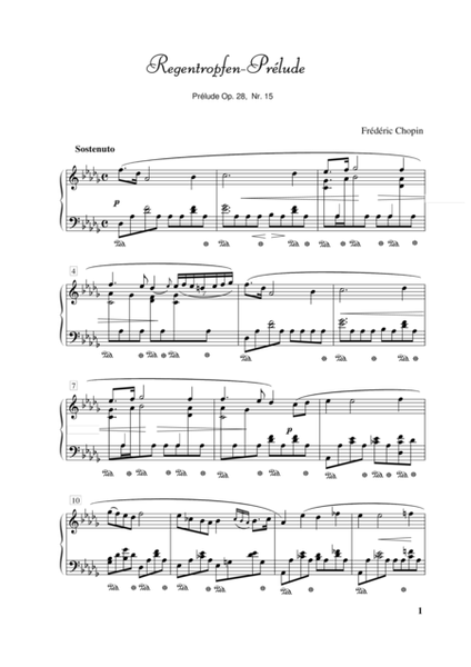 Raindrop Prelude for Piano Op. 28 no. 15