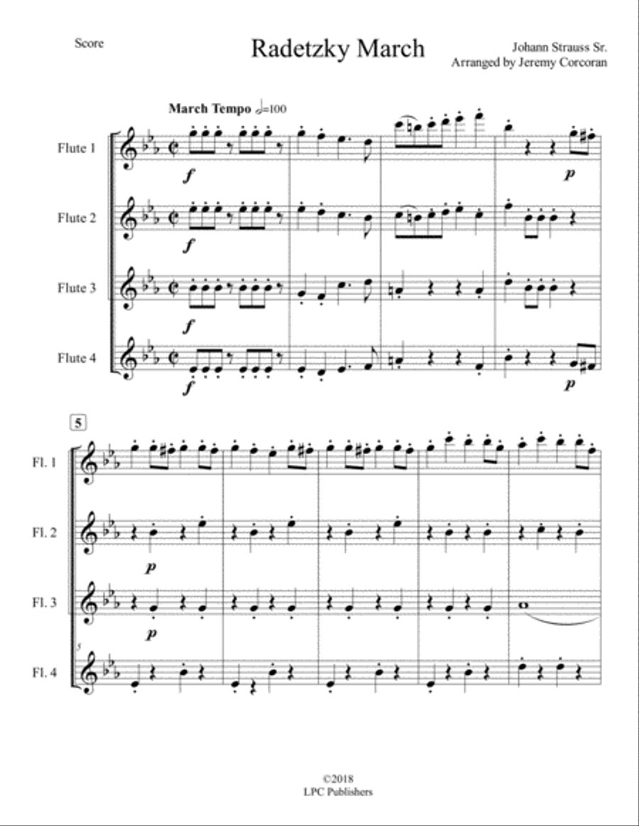 Radetzky March for Flute Quartet Flute Quartet scores gallery preview page 2