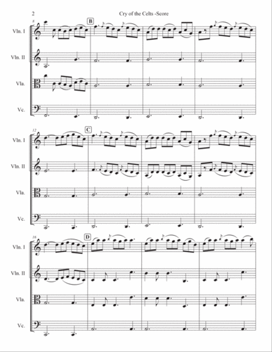 Cry Of The Celts Cry Of The Celts String Quartet scores gallery preview page 2