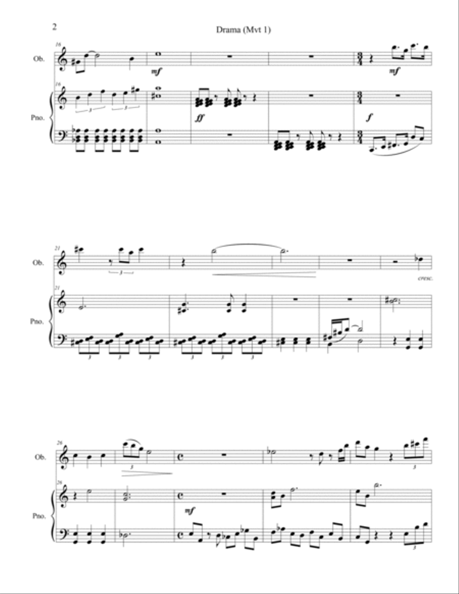 3 Emotions for Oboe and Piano Woodwind Duet scores gallery preview page 2