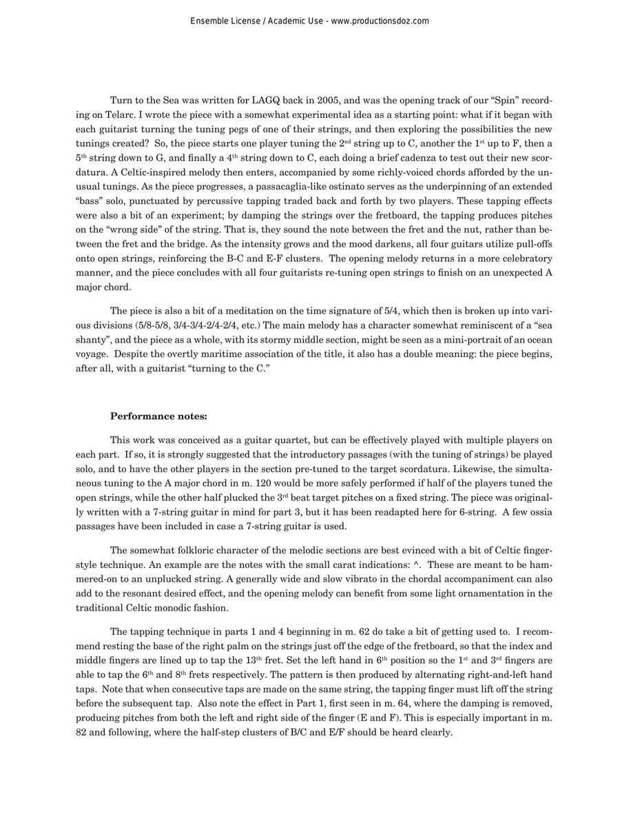 Turn to the Sea Guitar Ensemble scores gallery preview page 2