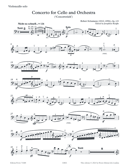 Cello Concerto in A minor Op. 129 (Orig. Version) (Edition for Cello and Piano)
