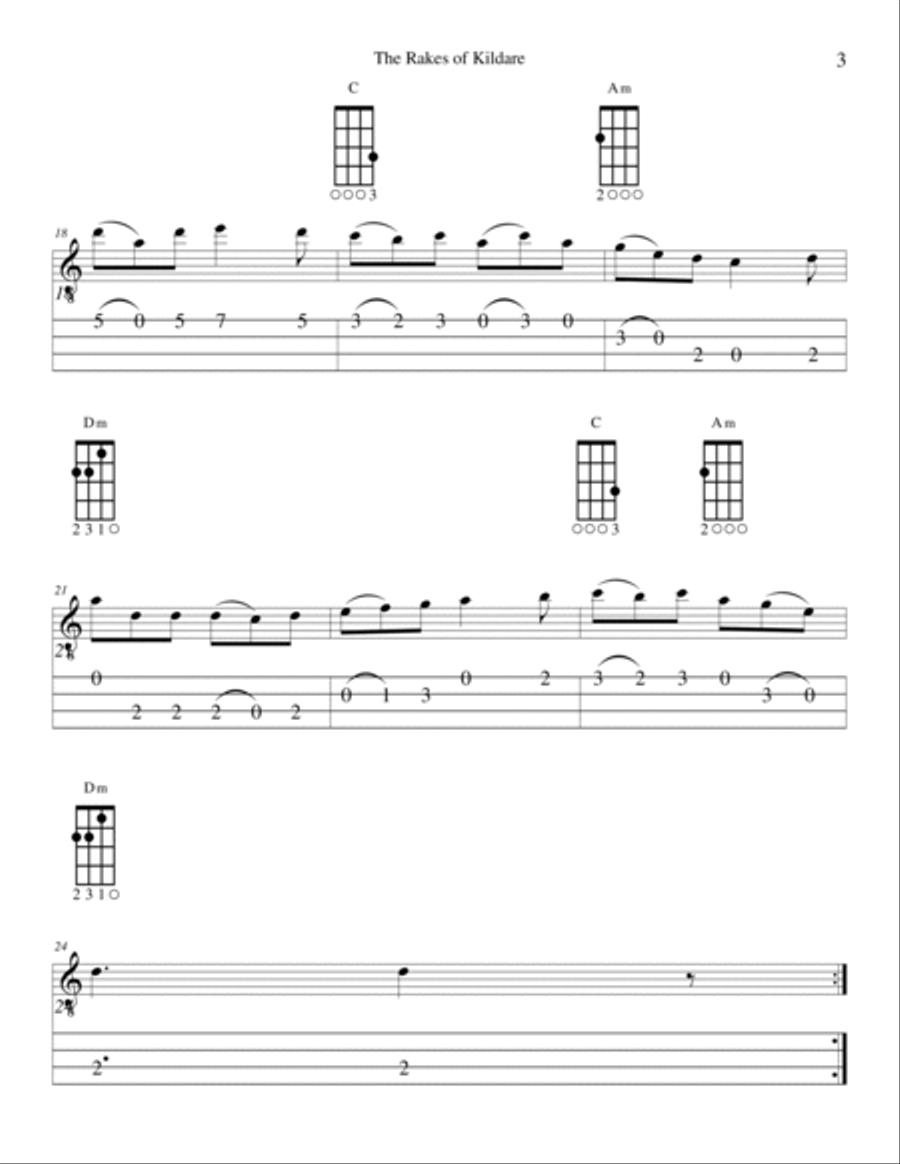 Rakes of Kildare, The (for Ukulele) Ukulele scores gallery preview page 3