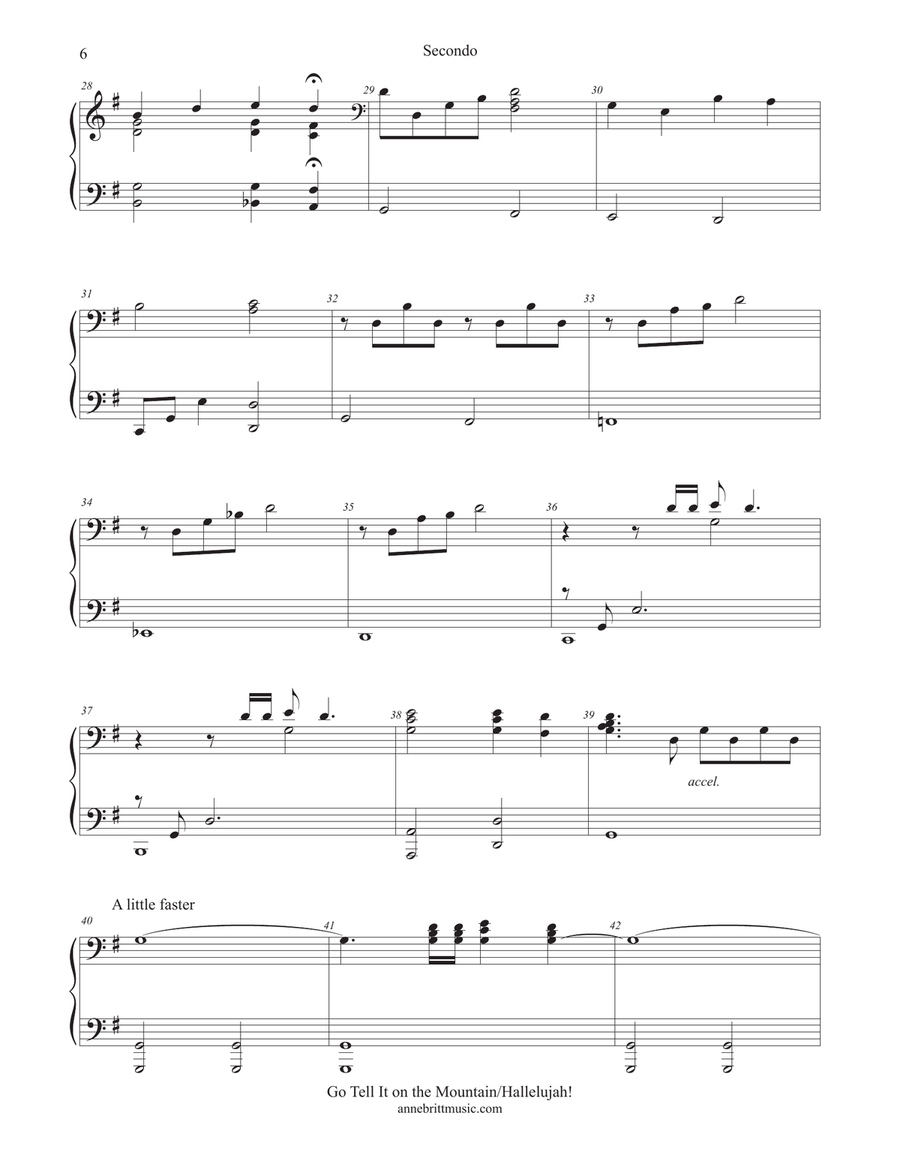 Go Tell It on the Mountain/Hallelujah! (piano duet) 1 Piano, 4-Hands scores gallery preview page 6