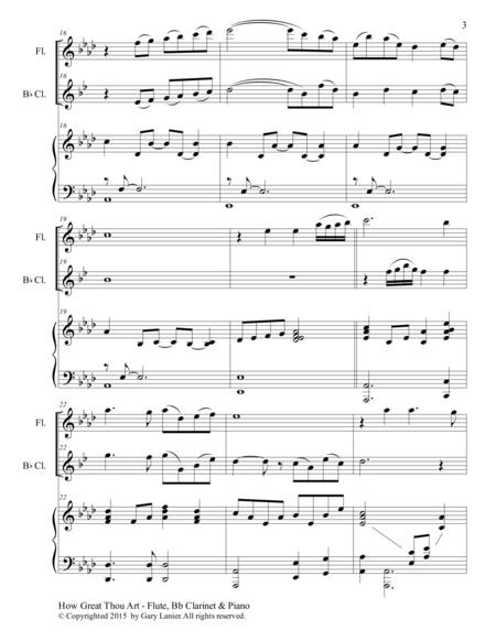 HOW GREAT THOU ART (Trio – Flute, Bb Clarinet and Piano with Score and Parts)