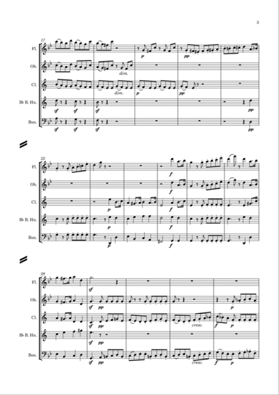 Mendelssohn: Sechs Kinderstücke (6 Christmas Pieces) Op.72 No.5 of 6 Allegro assai - wind quintet Woodwind Quintet scores gallery preview page 3