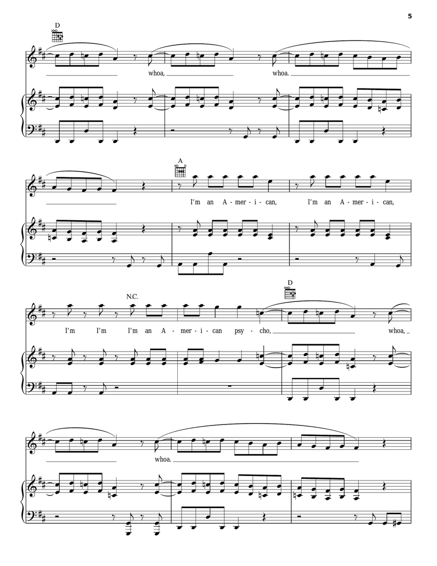 American Beauty/American Psycho Piano, Vocal, Guitar scores gallery preview page 5