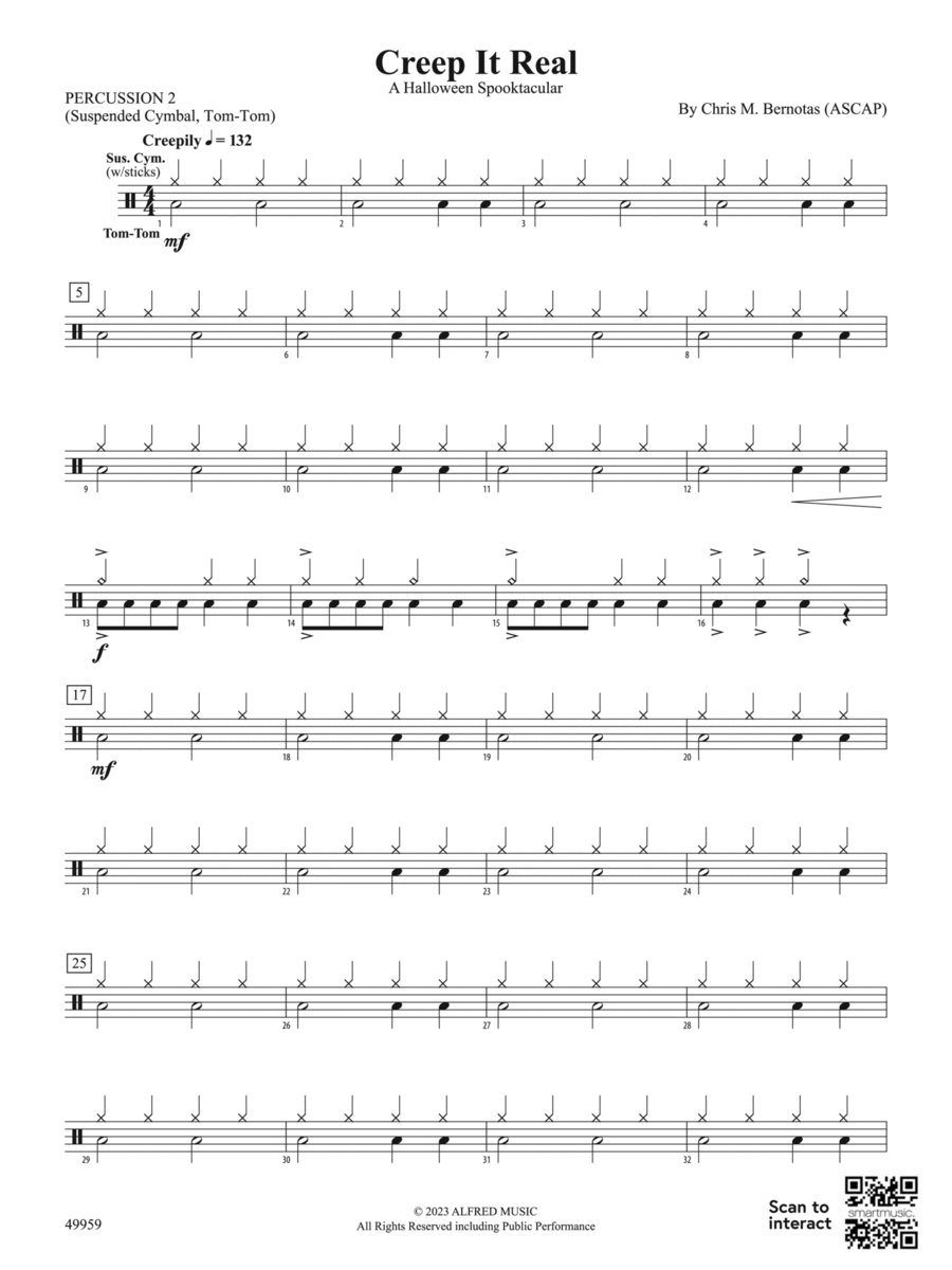 Creep It Real: 2nd Percussion Concert Band scores gallery preview page 1