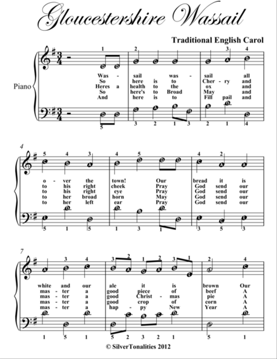 Gloucestershire Wassail Easy Piano Sheet Music Easy Piano scores gallery preview page 2