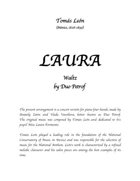 Laura: waltz for piano 4 hands