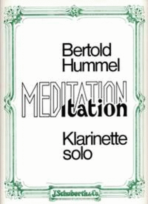 Meditation Op 77b For Clarinet (or Bass Clarinet)
