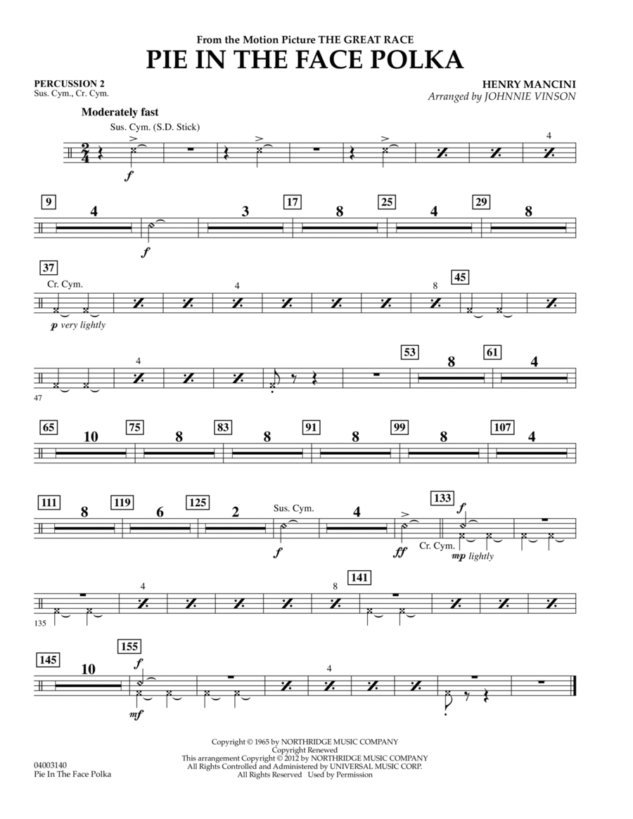 Pie In The Face Polka - Percussion 2 Concert Band scores gallery preview page 1