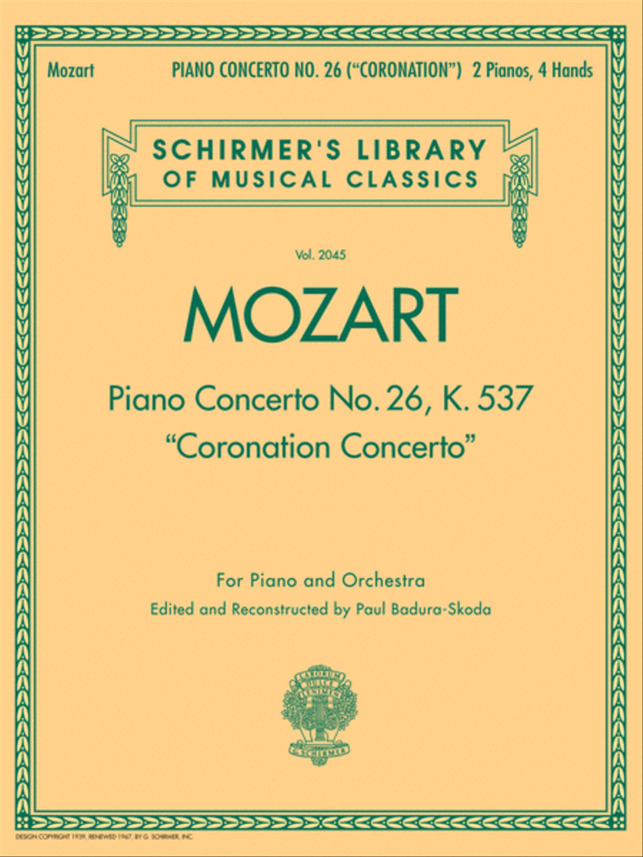 Piano Concerto No. 26, K. 537 (“Coronation Concerto”) Piano scores gallery preview page 1