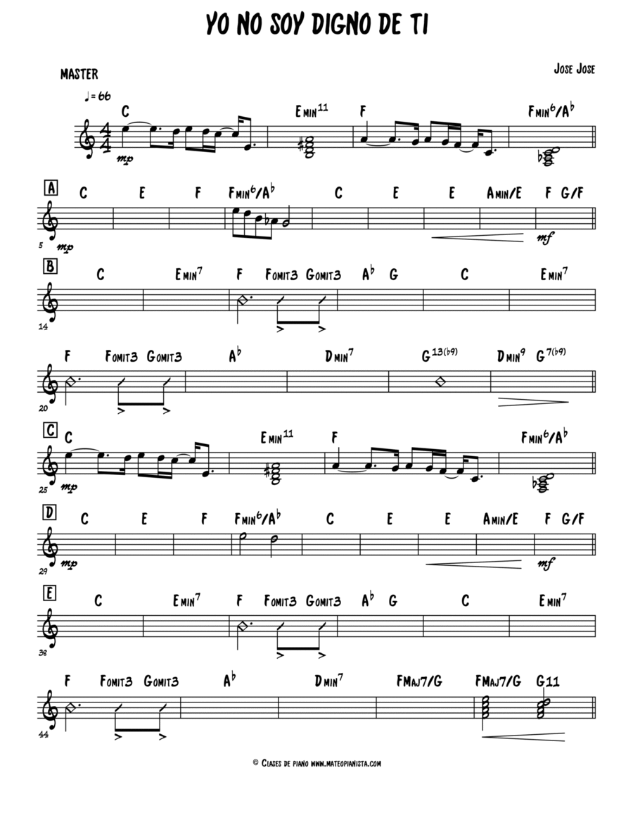 Yo No Soy Digno De Ti Yo No Soy Digno De Ti Easy Piano scores gallery preview page 1