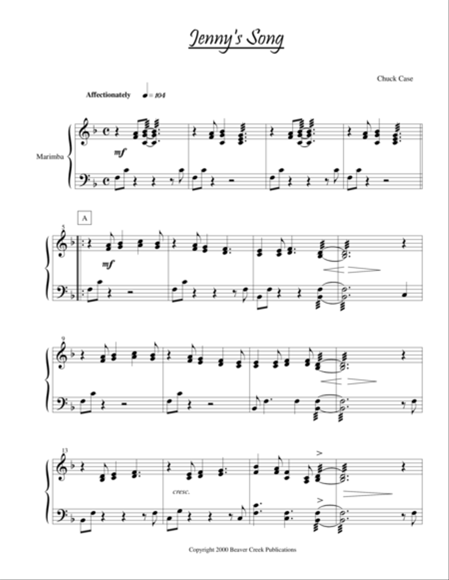 Jenny's Song Marimba scores gallery preview page 1