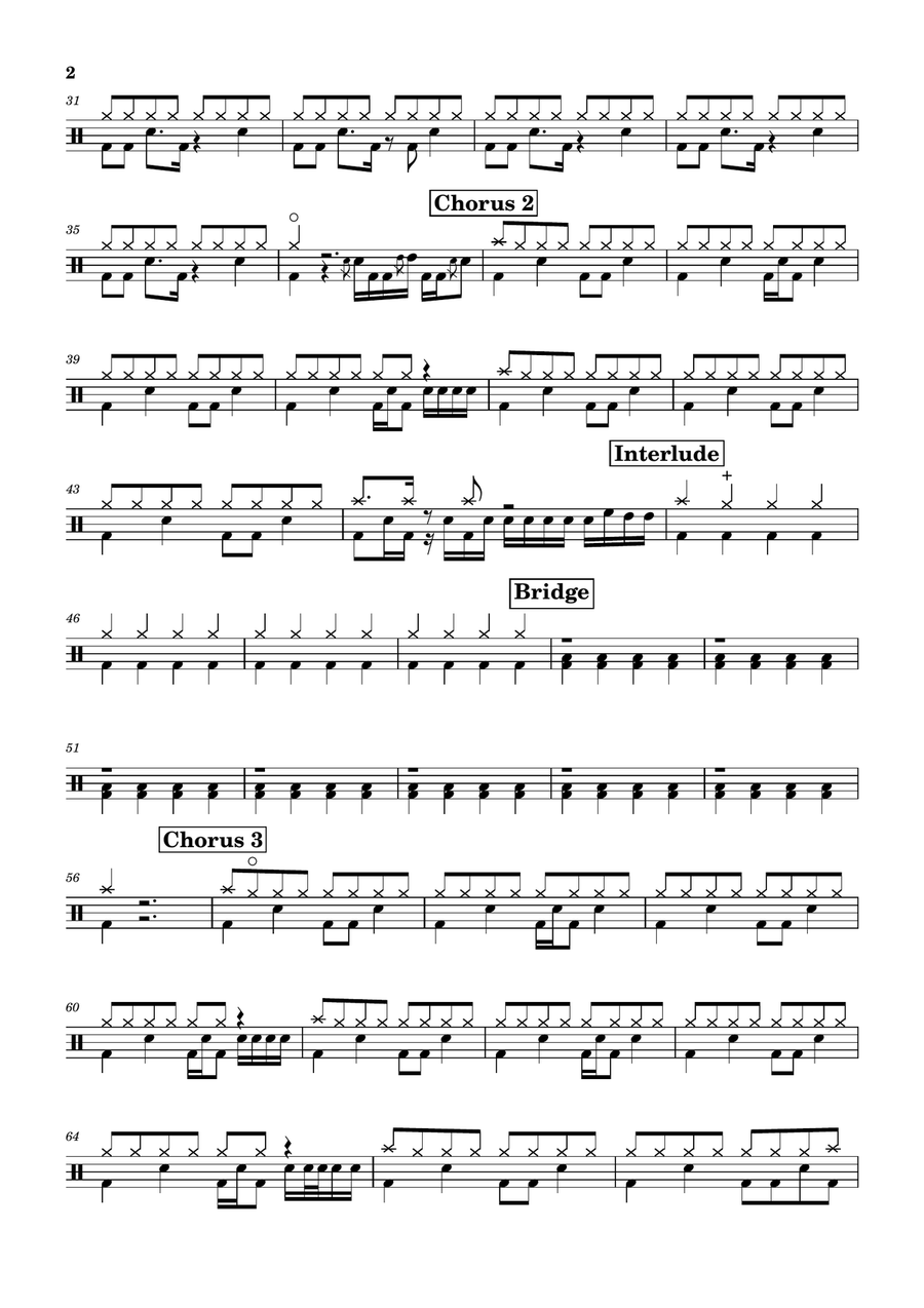 Time Is Running Out Drum Set scores gallery preview page 2