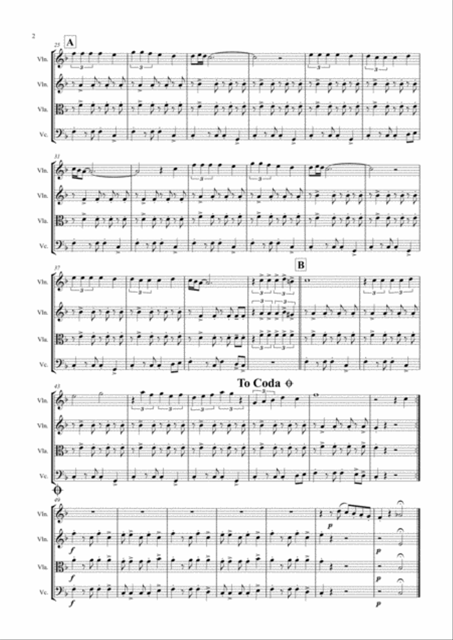 La Paloma - Spanish Habanera - String Quartet String Quartet scores gallery preview page 2