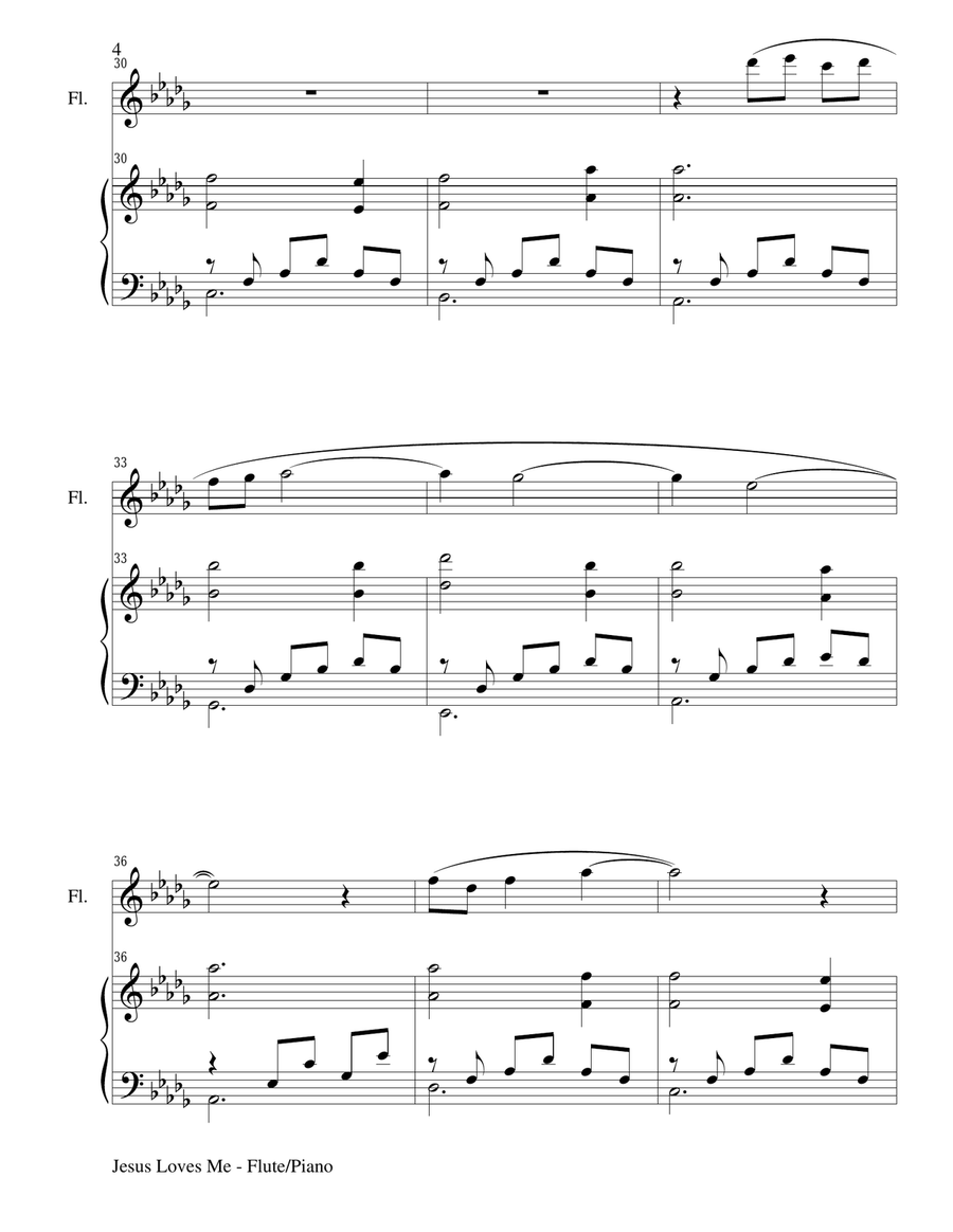 JESUS LOVES ME (Duet – Flute and Piano/Score and Parts) Woodwind Duet scores gallery preview page 4