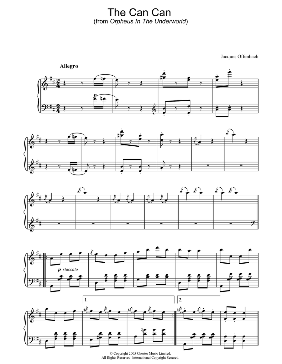 The Can Can (from Orpheus In The Underworld) Piano Solo scores gallery preview page 1
