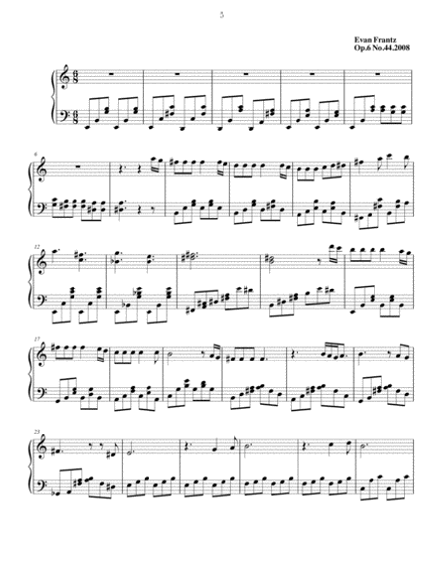 Evan Frantz a collection of composition's for the piano opus 6 and 7 Piano Method scores gallery preview page 5