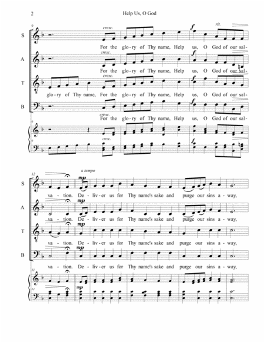 Help Us, O God 4-Part scores gallery preview page 2