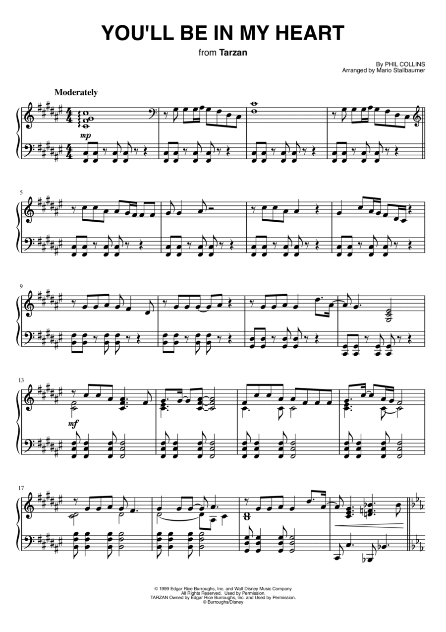 You'll Be In My Heart Piano Solo scores gallery preview page 1