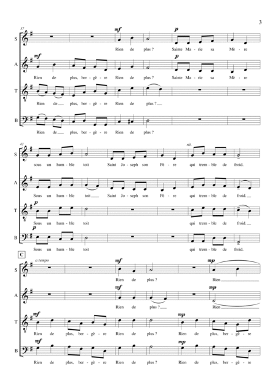 D'où viens - tu bergerè? (A Cappella) 4-Part scores gallery preview page 3