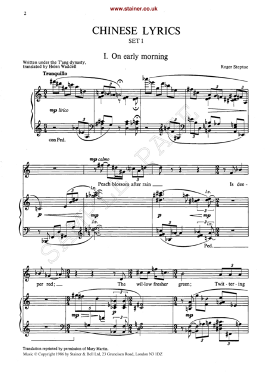Chinese Lyrics Set 1 for Soprano and Piano Soprano Voice scores gallery preview page 2