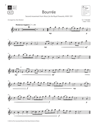 Bourrée (from Music for the Royal Fireworks)(Grade 2 A1, the ABRSM Saxophone syllabus from 2022)