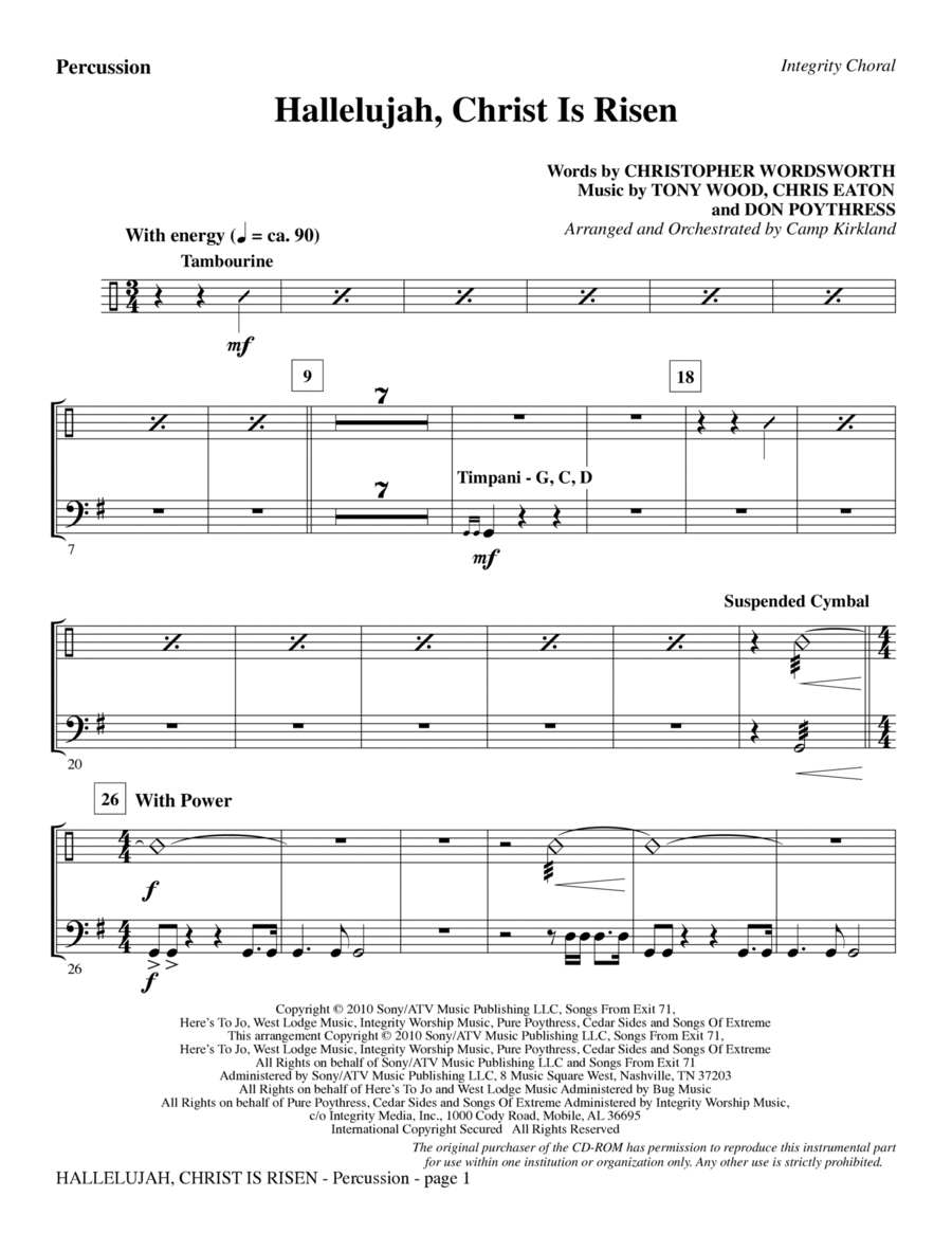 Hallelujah, Christ Is Risen - Percussion Choir scores gallery preview page 1