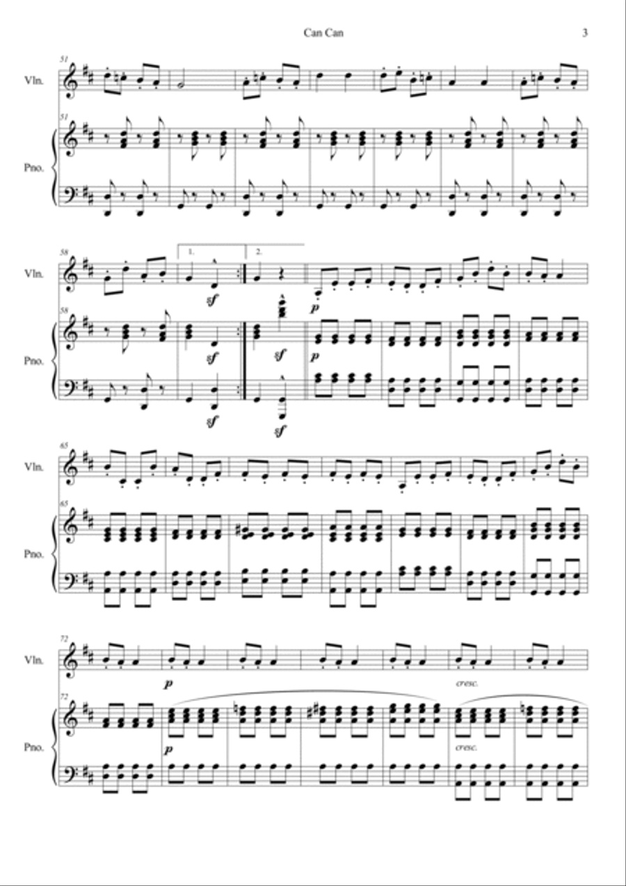 Can Can (from Orpheus in the Underworld) Violin Solo scores gallery preview page 3