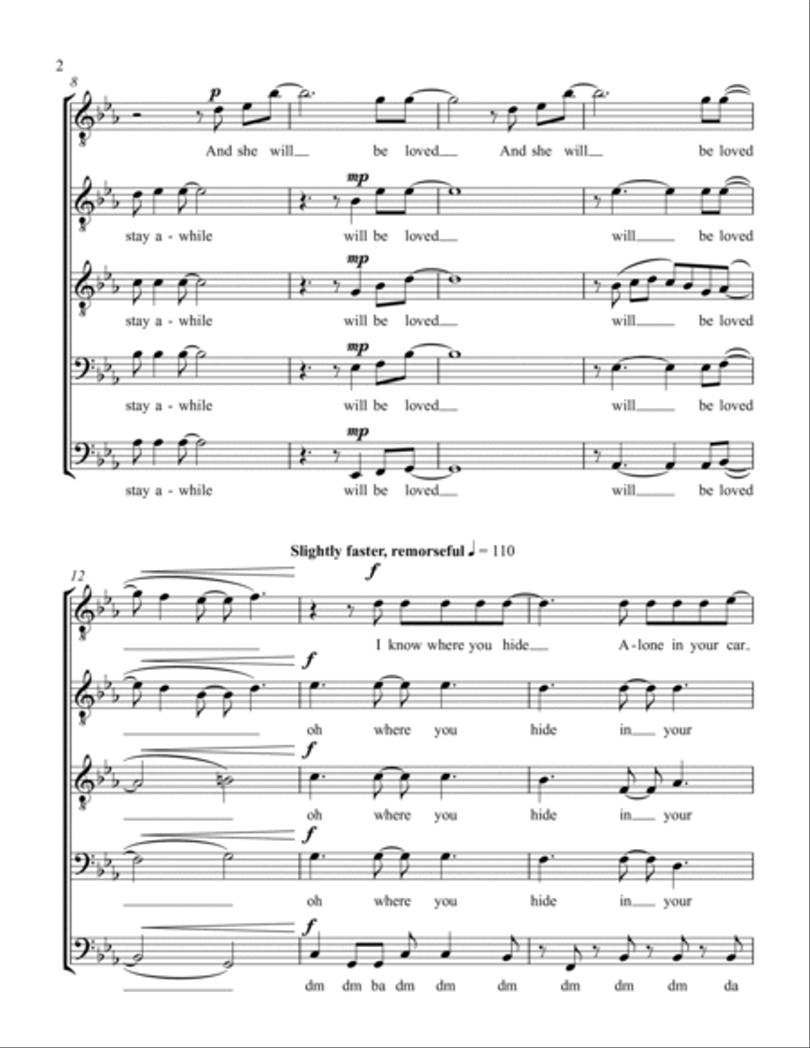 She Will Be Loved She Will Be Loved TTBB scores gallery preview page 2