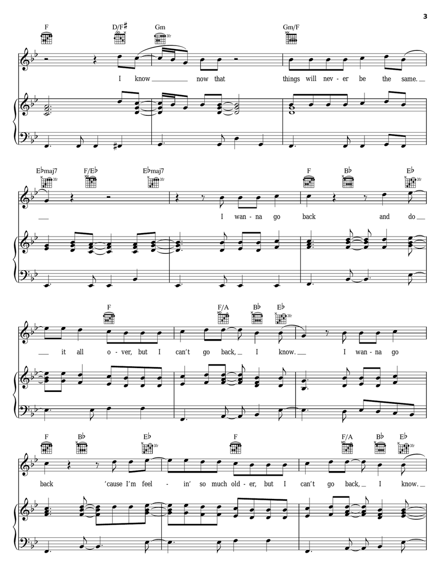 I Wanna Go Back I Wanna Go Back Piano, Vocal, Guitar scores gallery preview page 3