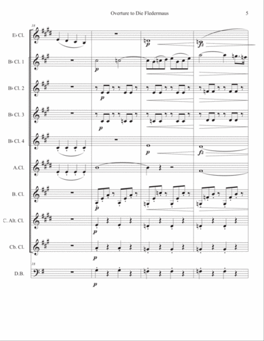 Overture to Die Fledermaus Woodwind Ensemble scores gallery preview page 5