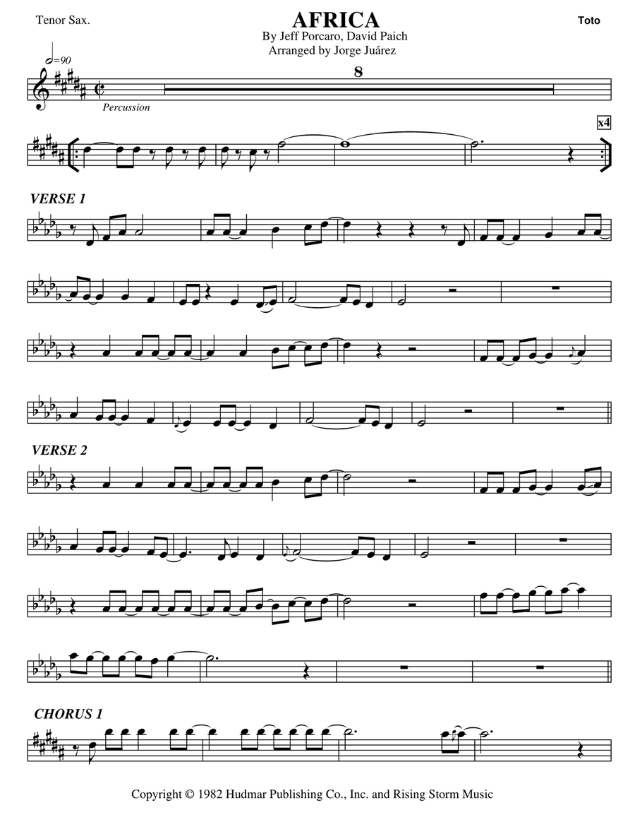 Africa Tenor Saxophone scores gallery preview page 1