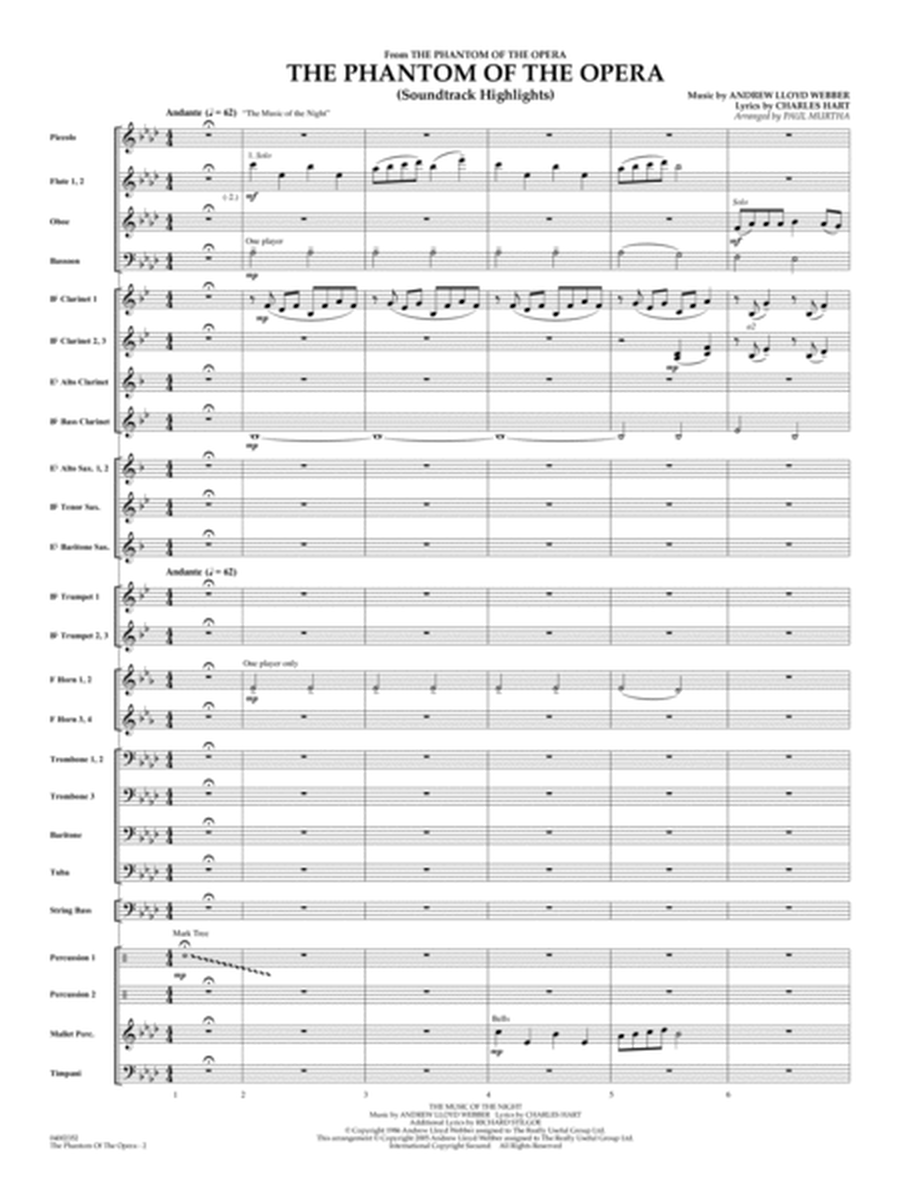 The Phantom Of The Opera (Soundtrack Highlights) (arr. Paul Murtha) - Full Score