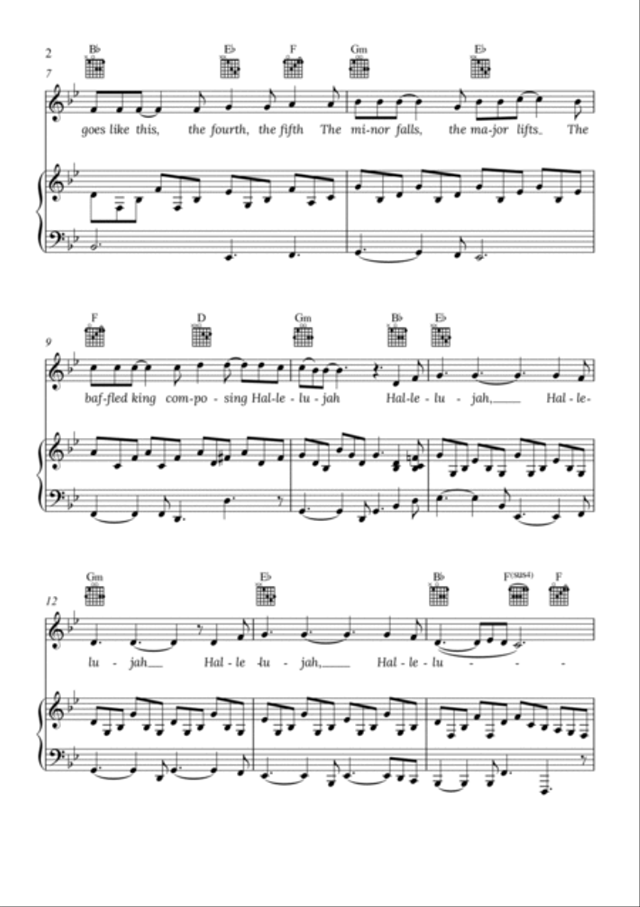 Hallelujah Piano Solo scores gallery preview page 2