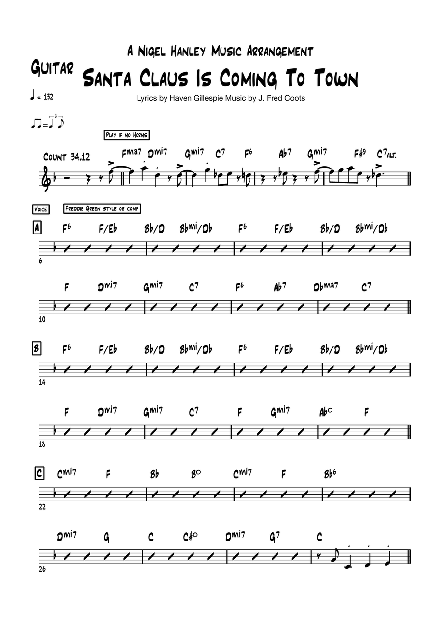 Santa Claus Is Comin' To Town Jazz Ensemble scores gallery preview page 2