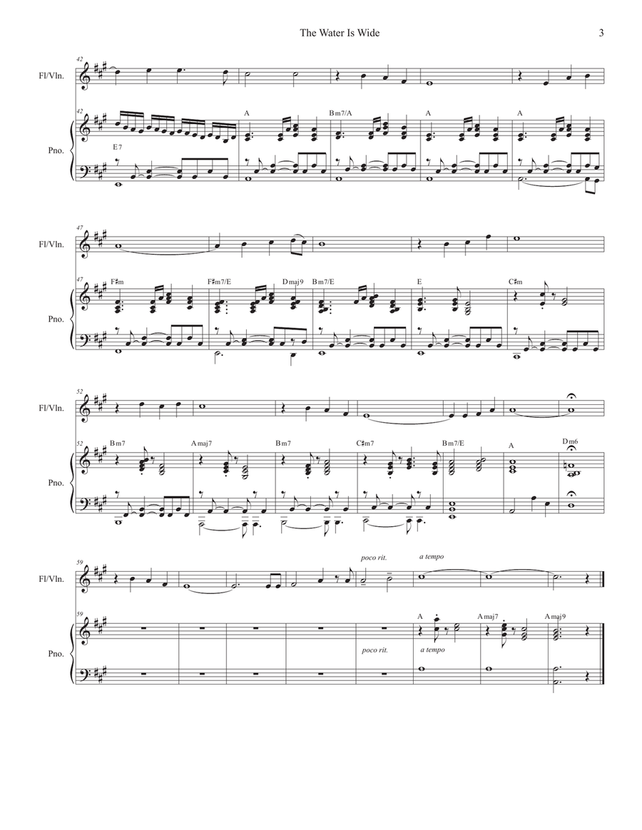 The Water Is Wide (O Waly, Waly) (Flute or Violin solo and Piano) The Water Is Wide (O Waly, Waly) (Flute or Violin solo and Piano) Flute Solo scores gallery preview page 3
