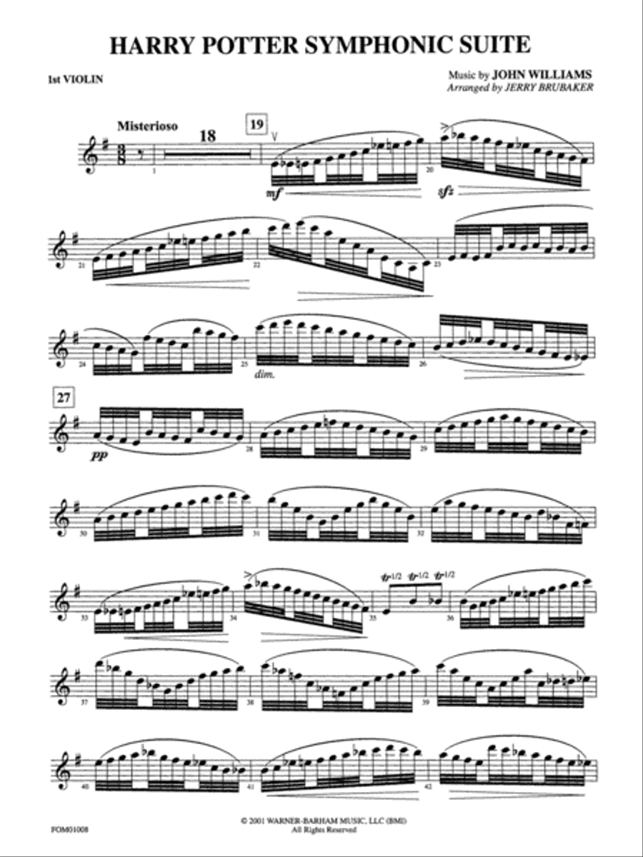 Harry Potter Symphonic Suite: 1st Violin Full Orchestra scores gallery preview page 1